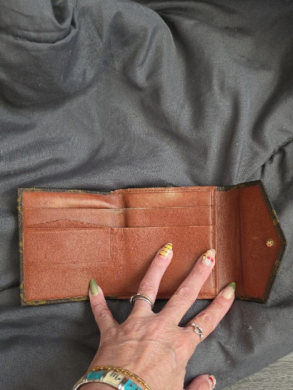 AUTHENTIC Louis Vuitton Monogram Compact Envelope Wallet - Brown/Gold Accents - Picture 7 of 13